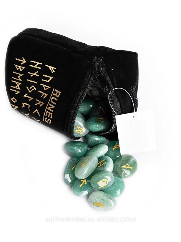 Green aventurine runes