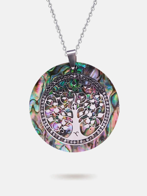 Abalone necklace Tree of Life pendant