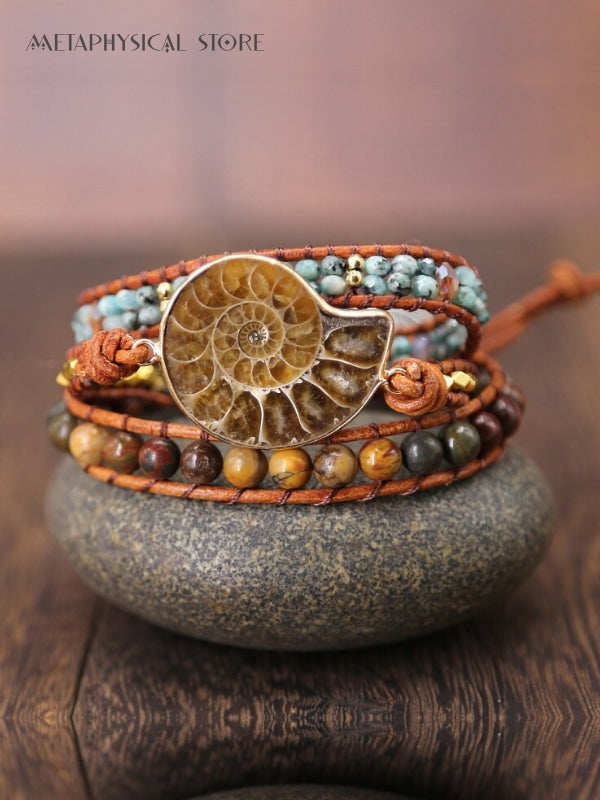 Ammonite fossil bracelet