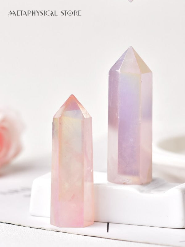 Aura rose quartz tower