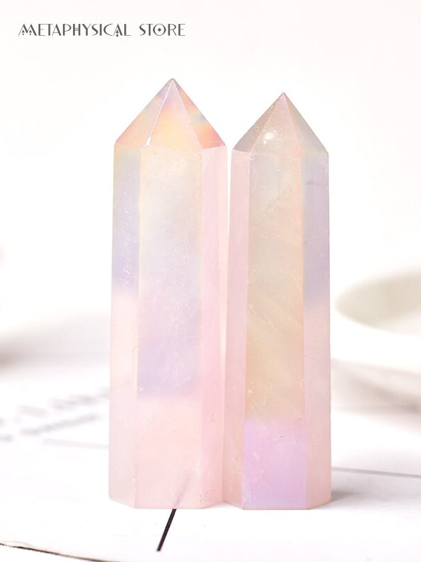 Aura rose quartz tower