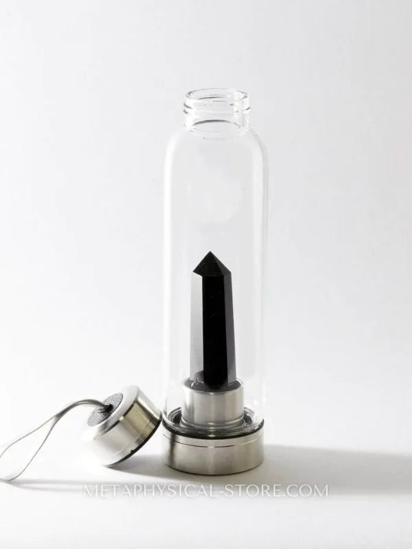 Black Obsidian Crystal Water Bottle - Obsidian