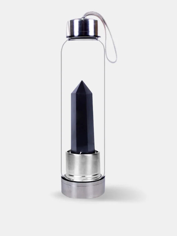 Black Obsidian Crystal Water Bottle - Obsidian