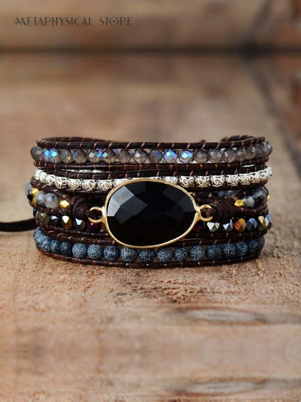 Black onyx wrap bracelet