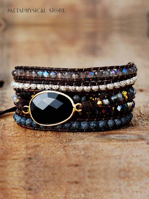 Black onyx wrap bracelet