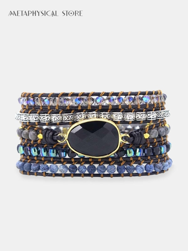 Black onyx wrap bracelet