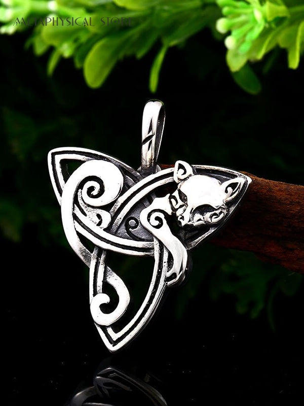 Cat triquetra necklace