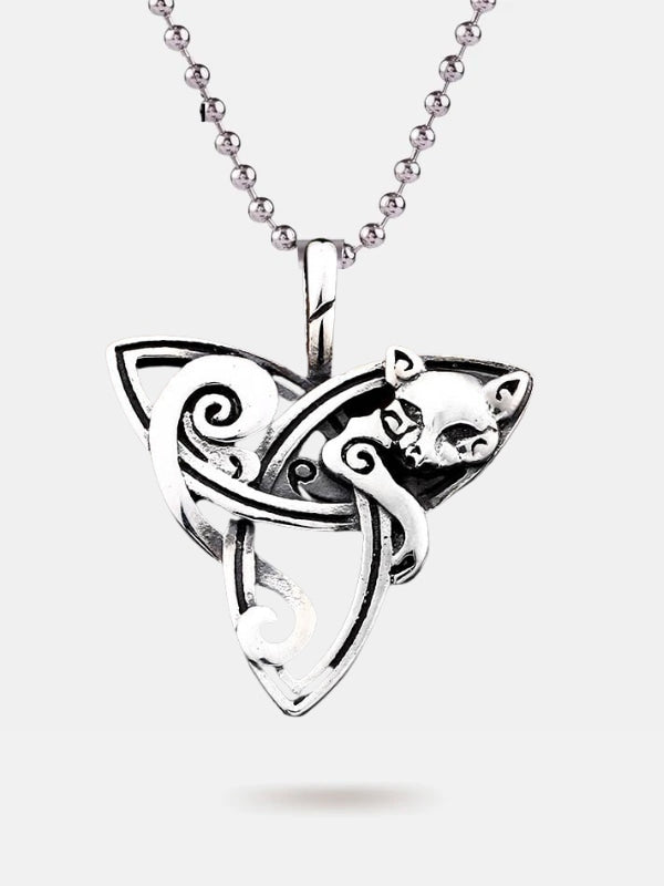 Cat triquetra necklace