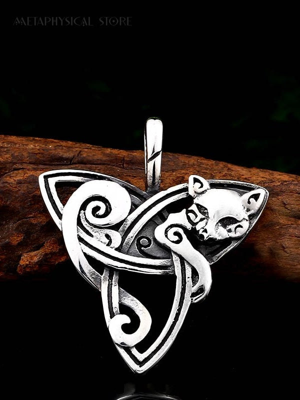 Cat triquetra necklace