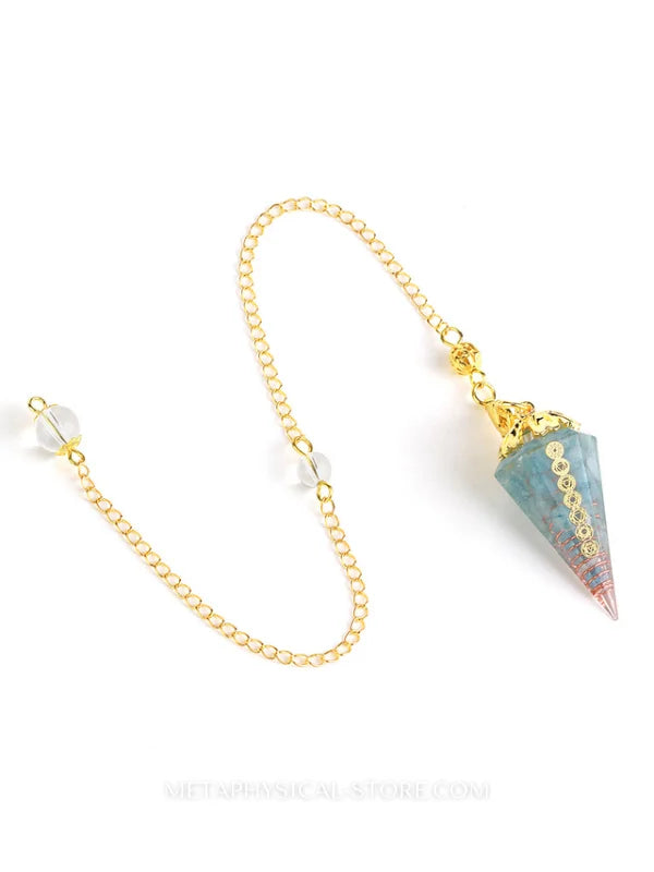 Gold Pendulum - Aquamarine