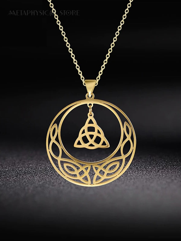 Gold trinity knot necklace