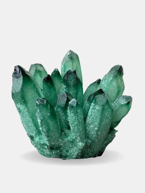 Green Ghost Quartz Crystal Cluster