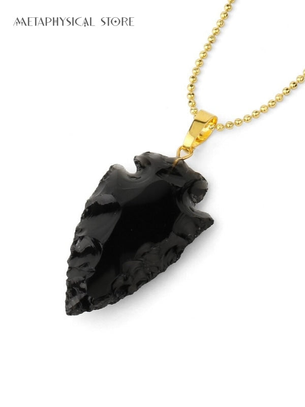 Obsidian arrowhead necklace