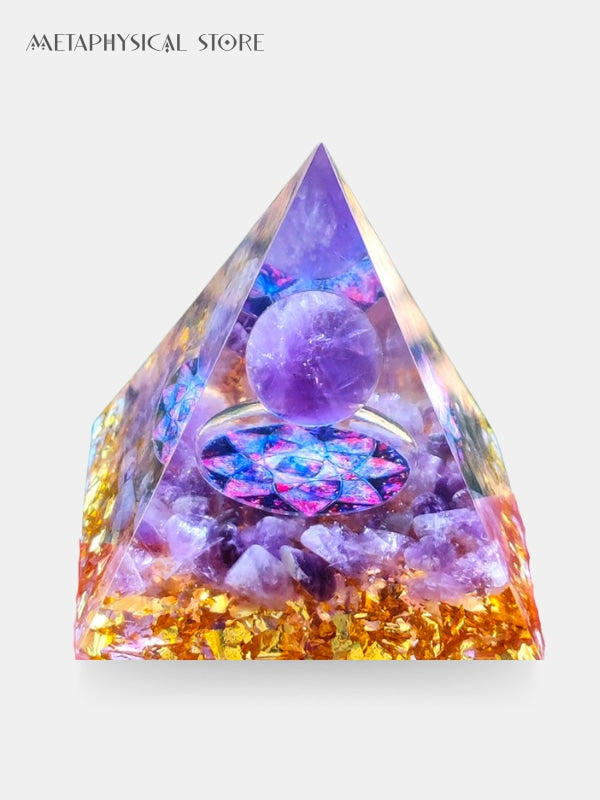 Orgonite amethyst crystal pyramid