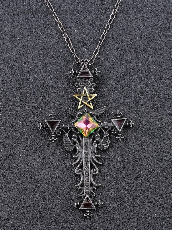 Pentagram cross necklace