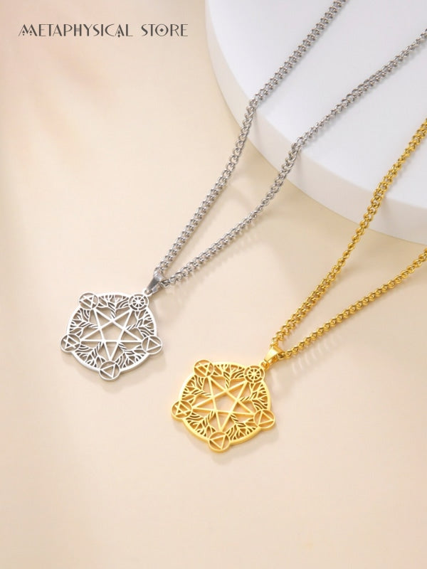 Pentagram five element silver necklace