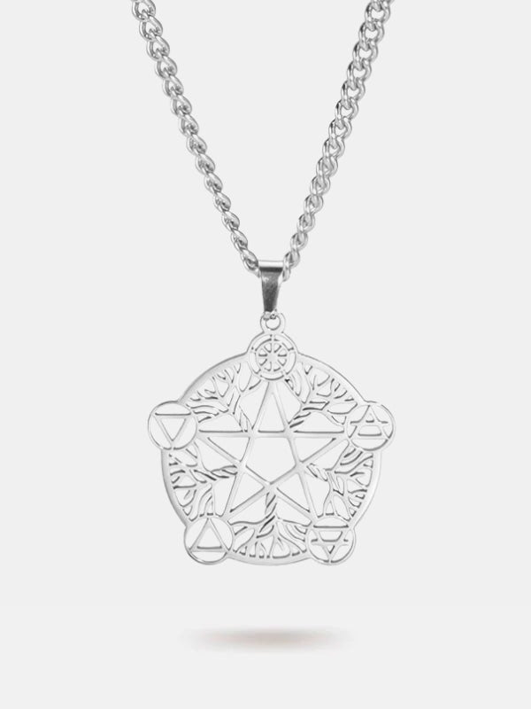 Pentagram five element silver necklace