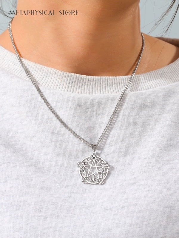 Pentagram five element silver necklace