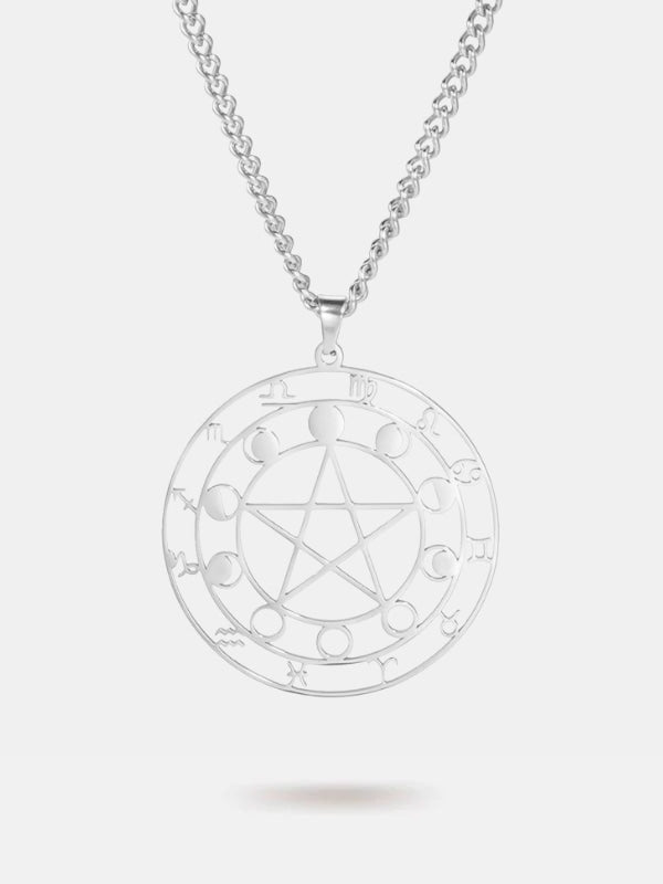 Pentagram zodiac symbols necklace