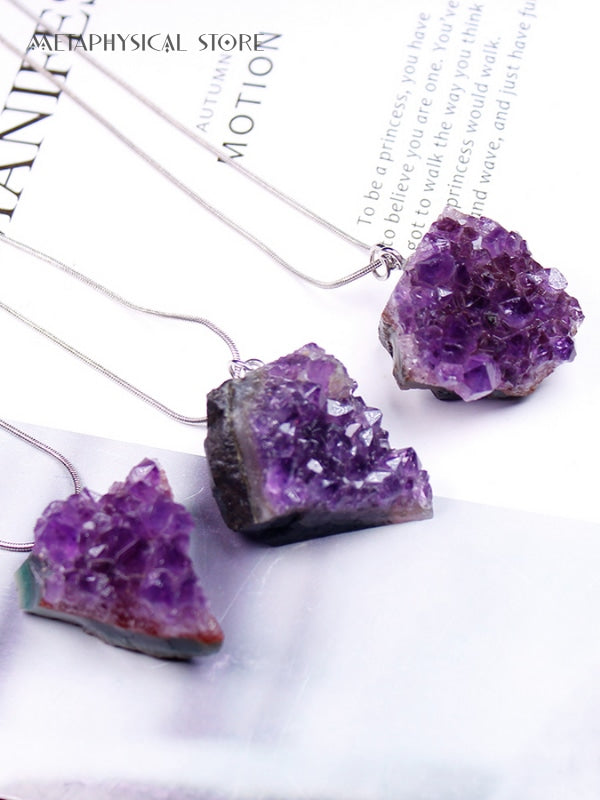 Raw amethyst necklace