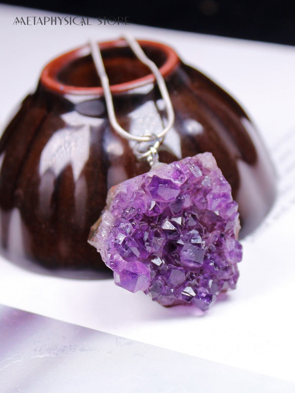 Raw amethyst necklace