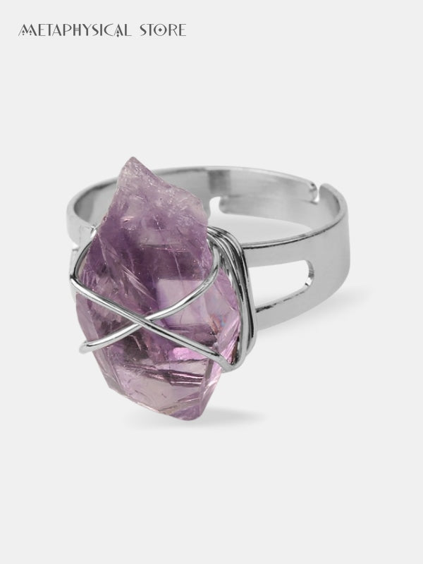 Raw amethyst ring