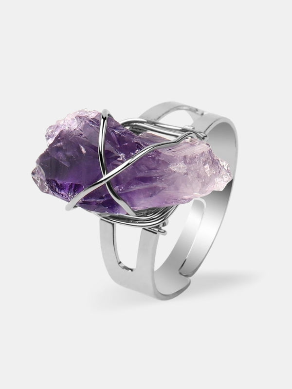 Raw amethyst ring