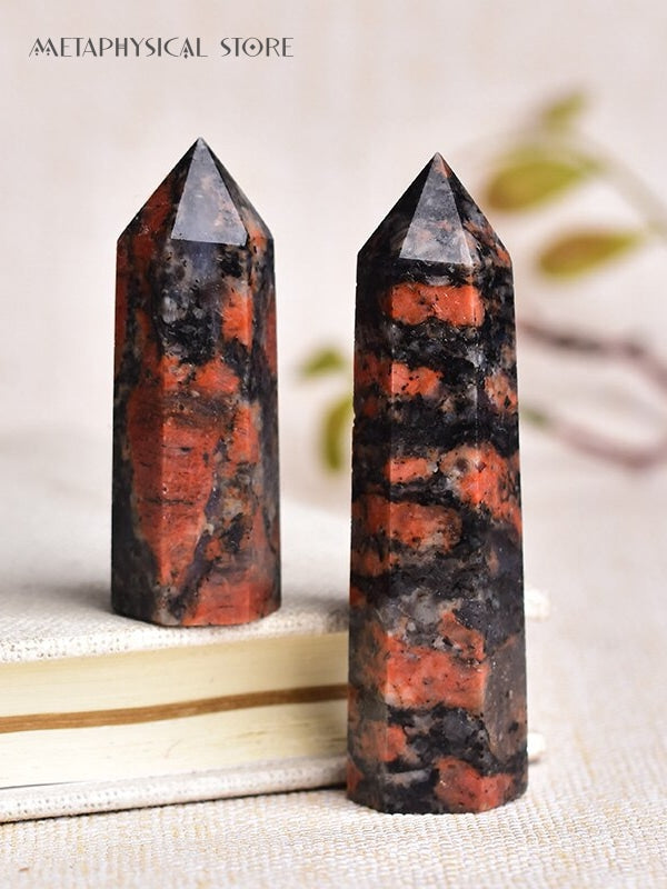 Red labradorite tower