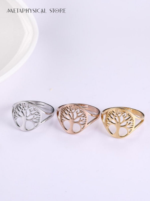 Rose gold tree of life ring