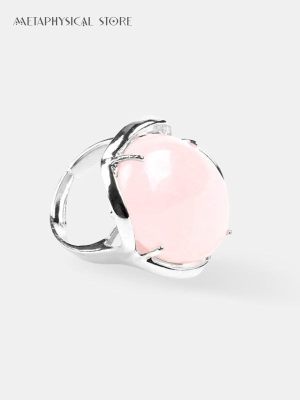 Rose quartz crystal ring