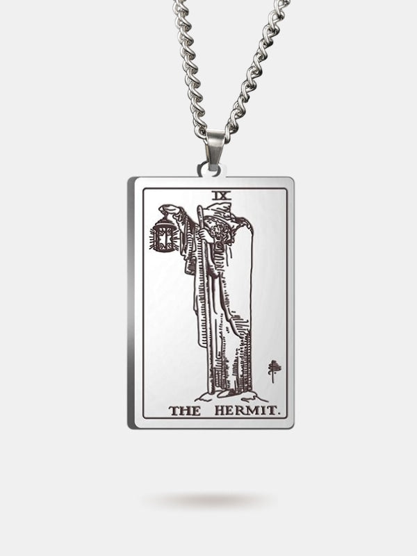 The Hermit tarot card necklace