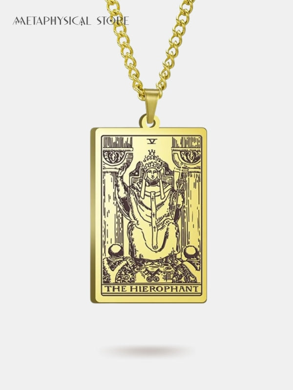 The Hierophant tarot card necklace