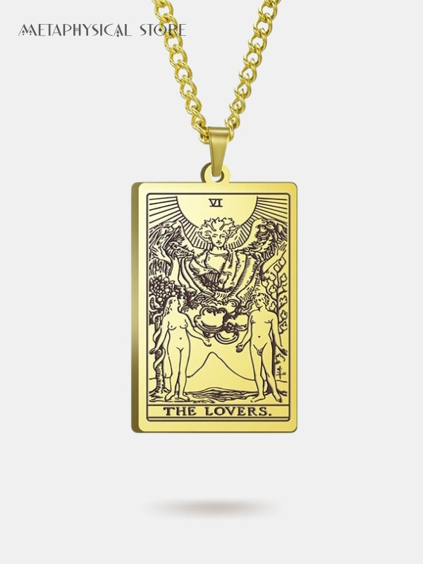 The Lovers tarot card necklace