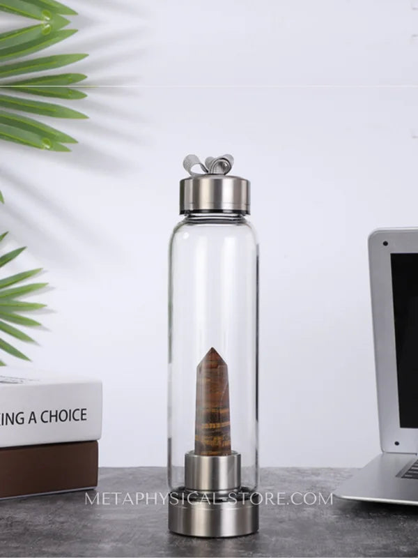 Tiger Eye Crystal Water Bottle - Tiger eye stone