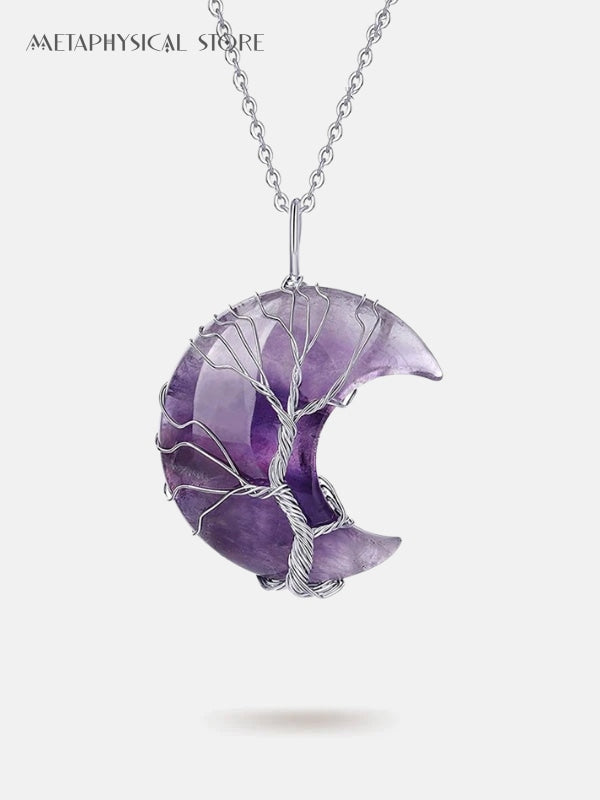 Tree of life crescent moon necklace