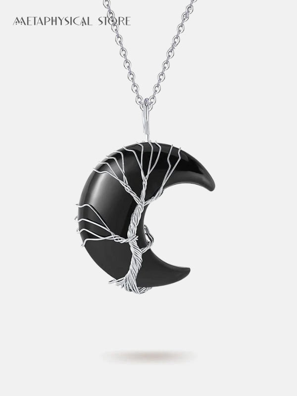 Tree of life crescent moon necklace