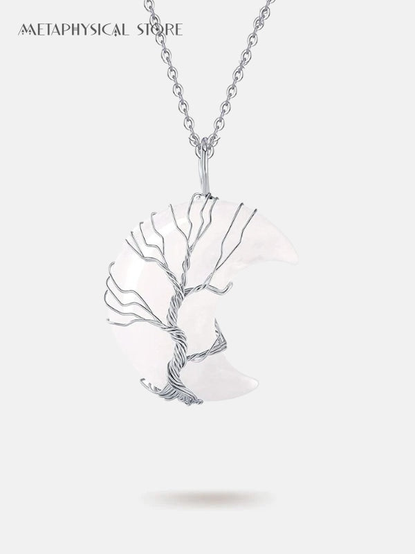 Tree of life crescent moon necklace