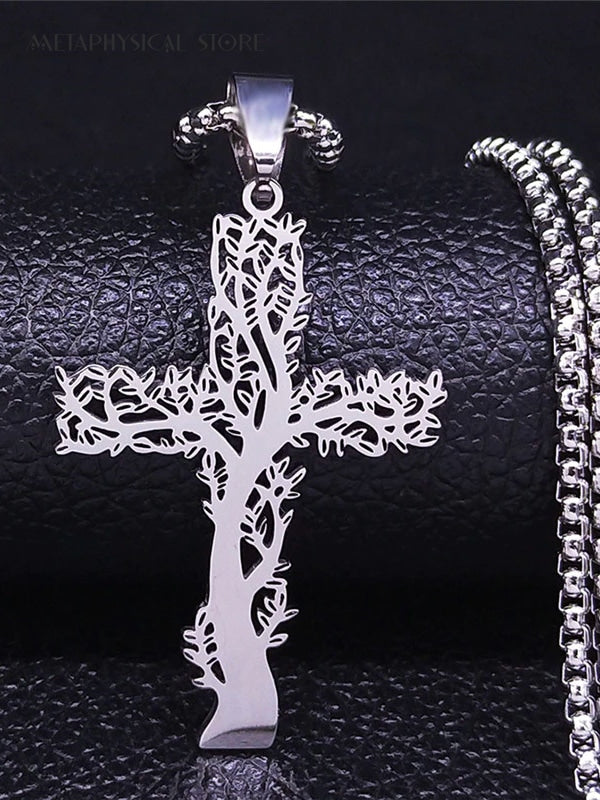 Tree of life cross necklace