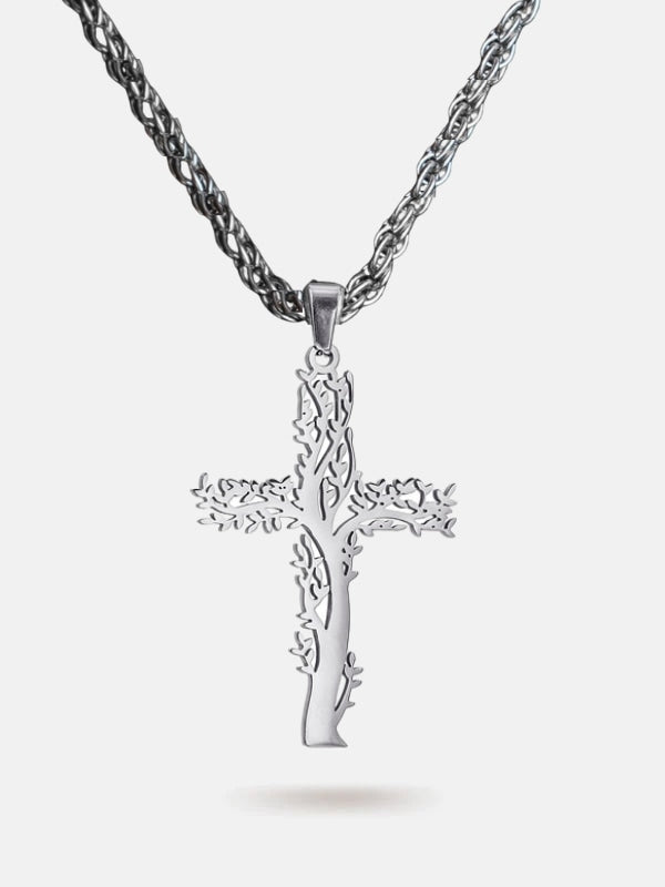 Tree of life cross necklace