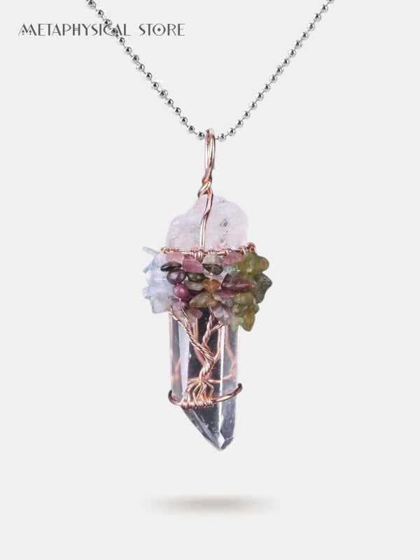 Tree of life crystal stone necklace