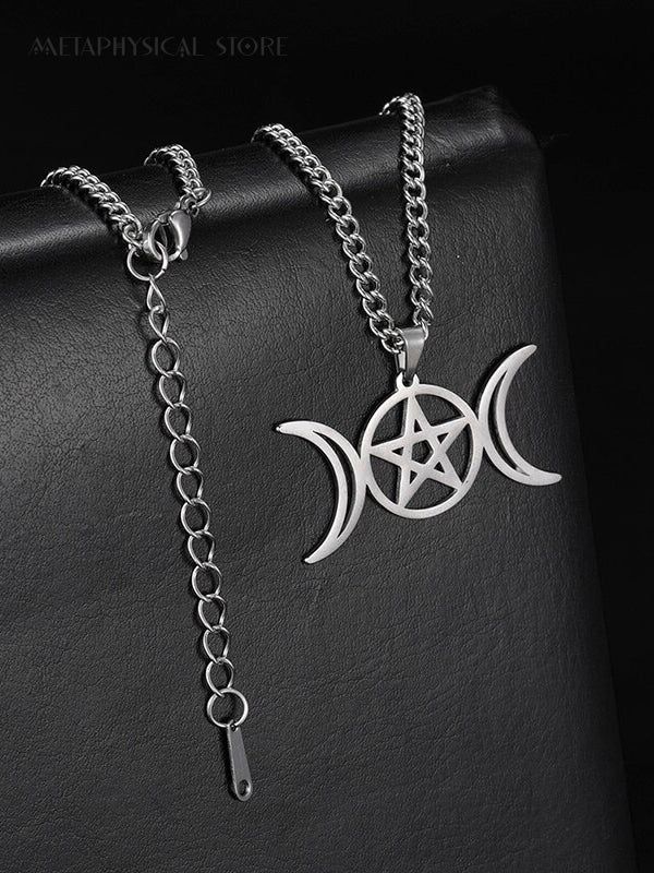 Triple moon pentacle necklace