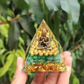 Buddha Orgone Pyramid - Green aventurine