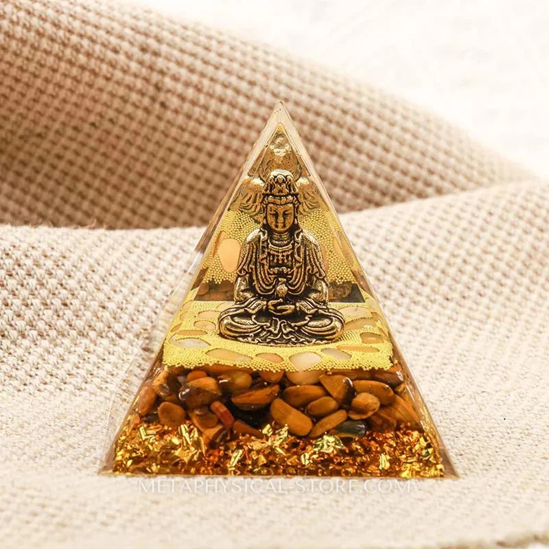 Buddha Orgone Pyramid - Tiger eye