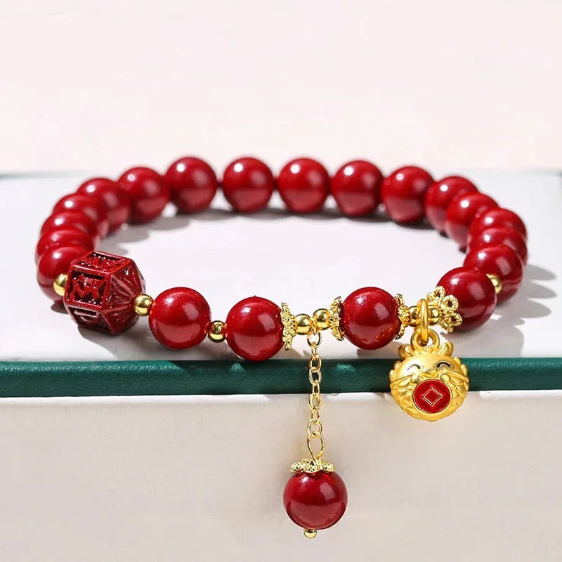 Cinnabar Bracelet - Dragon pendant