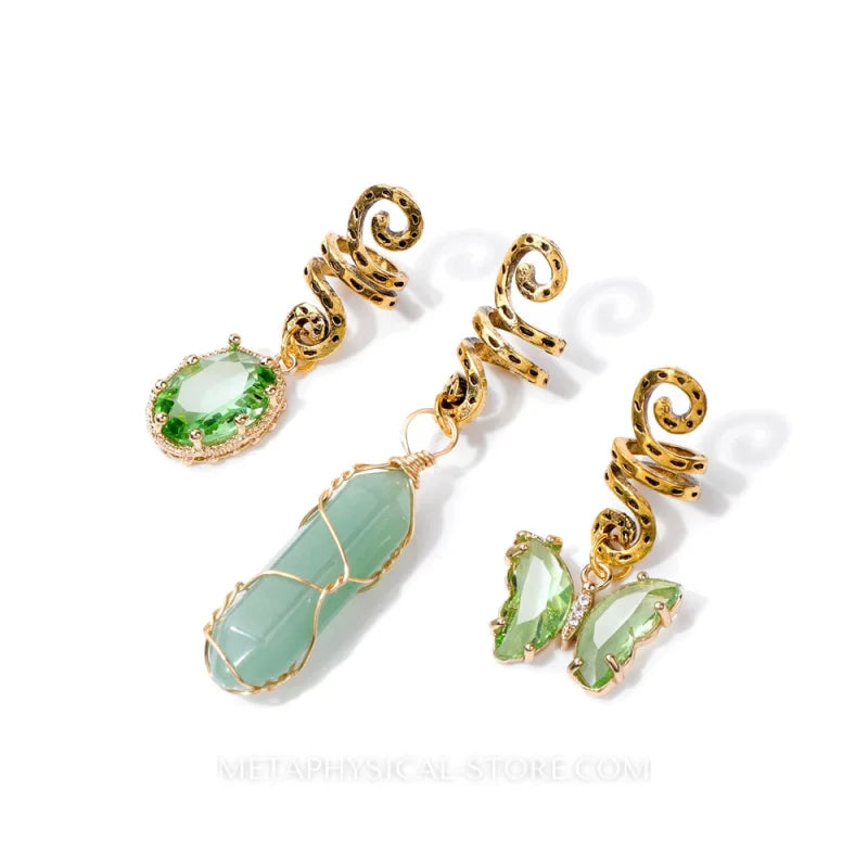 Crystal Hair Pins - Green aventurine