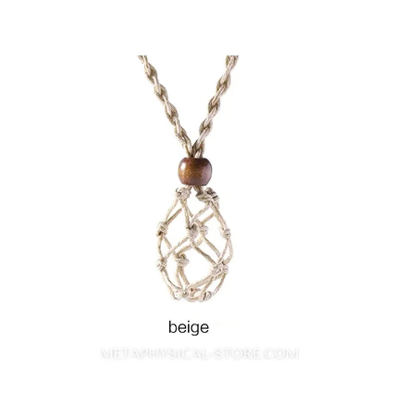 Crystal Stone Holder Necklace - Beige