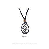 Crystal Stone Holder Necklace - Black