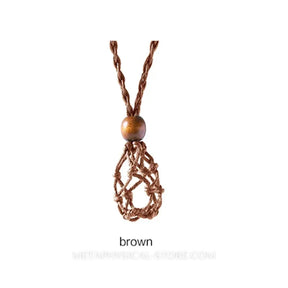 Crystal Stone Holder Necklace - Brown