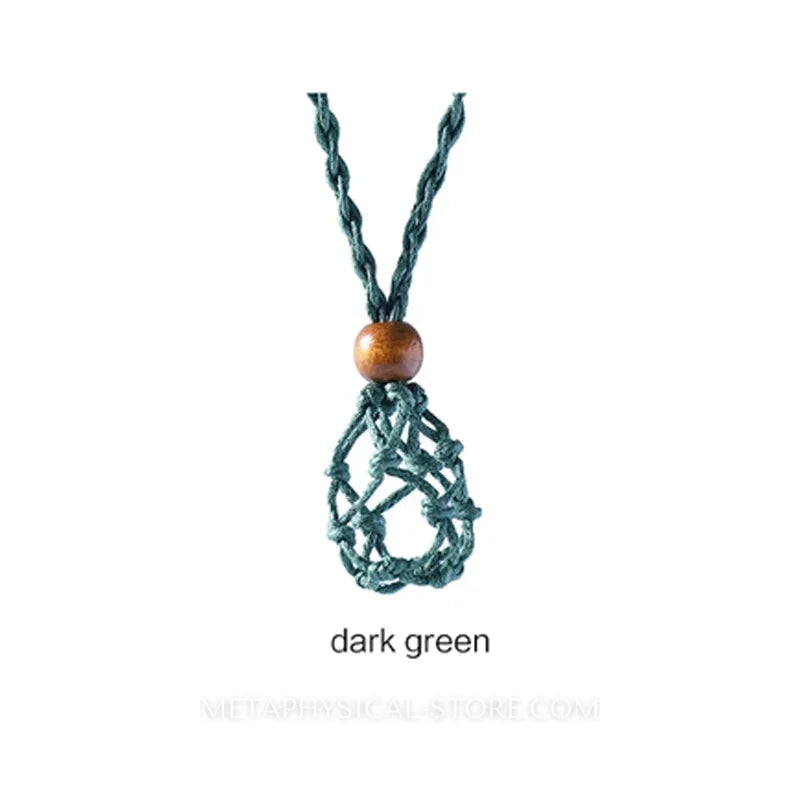 Crystal Stone Holder Necklace - Dark green