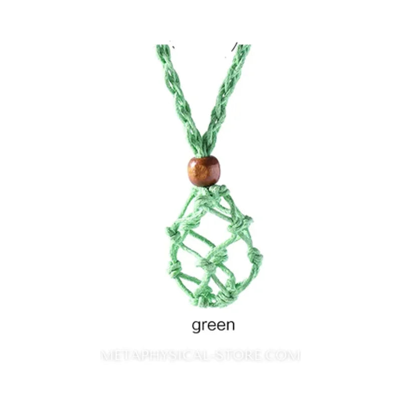 Crystal Stone Holder Necklace - Green